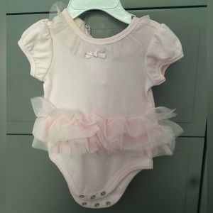 Pink ruffle baby girl onesie